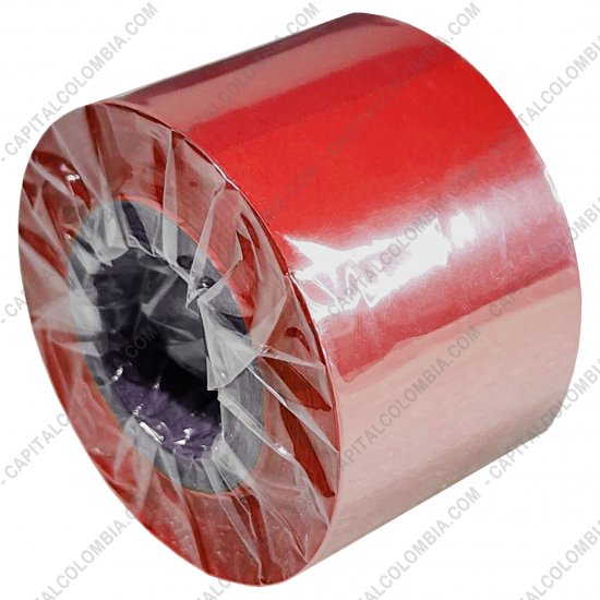 Rollos de etiquetas adhesivas y Nylon Textil, Marca: CapitalColombia - Rollo de cinta resina textil lavable color rojo de 35mm x 200mts