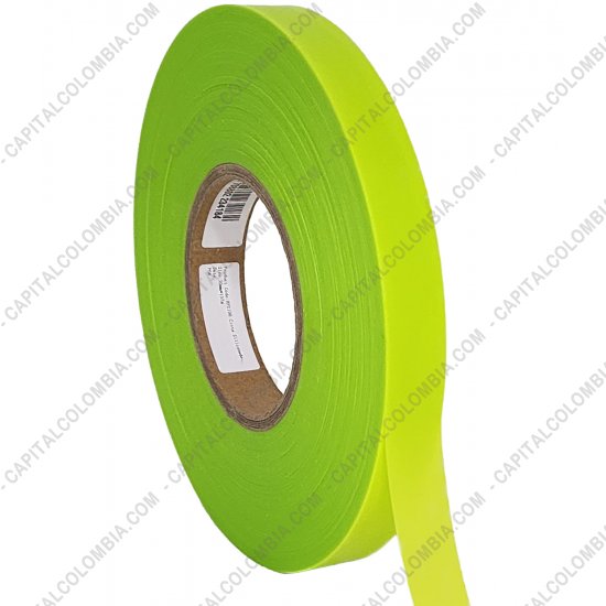 Rollos de etiquetas adhesivas y Nylon Textil, Marca: CapitalColombia - Rollo de Cinta Siliconada color amarillo lima de 20mm x 137mts para crear etiquetas de ropa