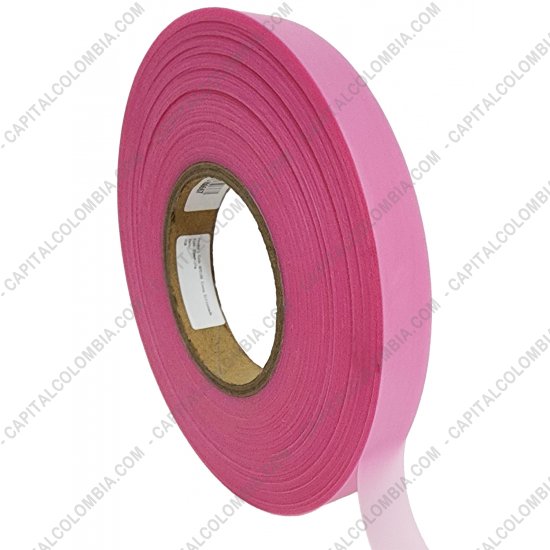 Rollos de etiquetas adhesivas y Nylon Textil, Marca: CapitalColombia - Rollo de Cinta Siliconada rosada de 20mm x 137mts para crear etiquetas de ropa