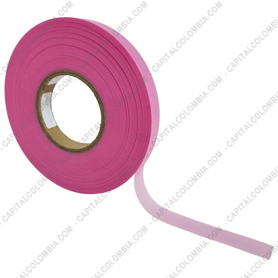 Rollos de etiquetas adhesivas y Nylon Textil, Marca: CapitalColombia - Rollo de Cinta Siliconada rosada de 20mm x 137mts para crear etiquetas de ropa
