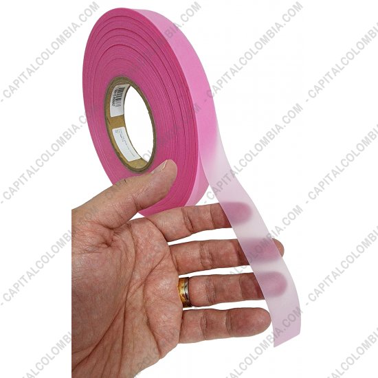 Rollos de etiquetas adhesivas y Nylon Textil, Marca: CapitalColombia - Rollo de Cinta Siliconada rosada de 20mm x 137mts para crear etiquetas de ropa