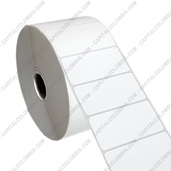 Rollos de etiquetas adhesivas y Nylon Textil, Marca: CapitalColombia - Rollo de etiquetas adhesivas bond de transferencia de 2.500 rótulos a una columnas de 6cms x 3cms (60x30mm)