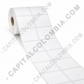 Rollo de etiquetas adhesivas en papel transferencia bond de 2.500 r&oacute;tulos a una columna de 5cms x 4cms (50x40mm) - Marca CapitalColombia