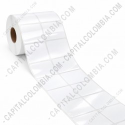 Ampliar foto de Rollo de etiquetas adhesivas en polipropileno blanco brillante de 2.500 r&oacute;tulos a Dos Columnas de 5cms x 4cms (50x40mm)
