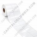 Rollo de etiquetas adhesivas en polipropileno blanco brillante de 2.500 r&oacute;tulos a una columna de 5cms x 4cms (50x40mm) - Marca CapitalColombia