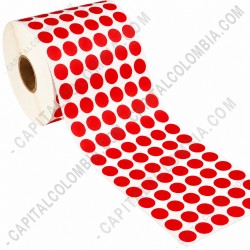 Ampliar foto de Rollos de etiquetas adhesivas y Nylon Textil, Marca: CapitalColombia - Rollo de etiquetas circulares color rojo en papel de transferencia de 20.000 rótulos a seis columnas de 1.3cms x 1.3cms (13x13mm) Ampliar foto de Rollo de etiquetas circulares color rojo en papel de transferencia de 20.000 rótulos a seis columnas de 1.3cms x 1.3cms (13x13mm)