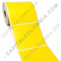Rollo de etiquetas de transferencia (bond) color amarillo de 500 rótulos a una columna de 10cms x 8.2cms (100x82mm) - Marca CapitalColombia