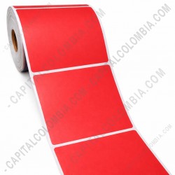 Ampliar foto de Rollo de etiquetas de transferencia (bond) color rojo de 500 r&oacute;tulos a una columna de 10cms x 8.2cms (100x82mm)