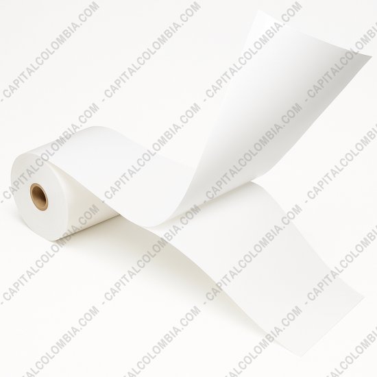 Rollos de etiquetas adhesivas y Nylon Textil, Marca: CapitalColombia - Rollo de etiquetas en papel bond adhesivo cont&iacute;nuo de 10cms x 80 Metros (100x80000mm)