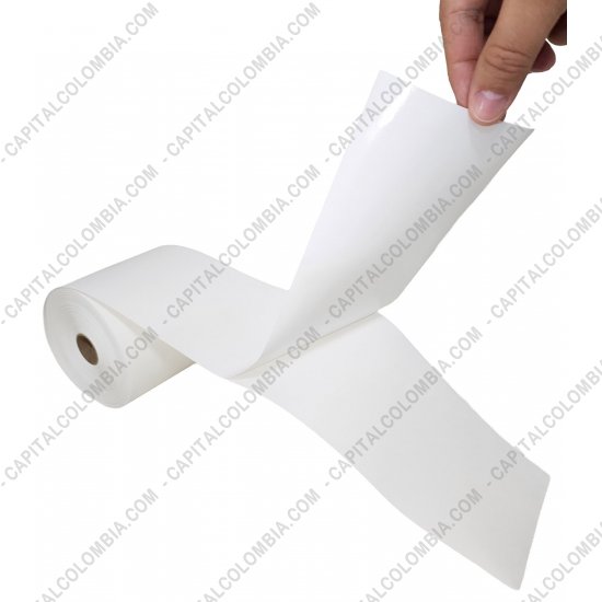 Rollos de etiquetas adhesivas y Nylon Textil, Marca: CapitalColombia - Rollo de etiquetas en papel bond adhesivo cont&iacute;nuo de 10cms x 80 Metros (100x80000mm)