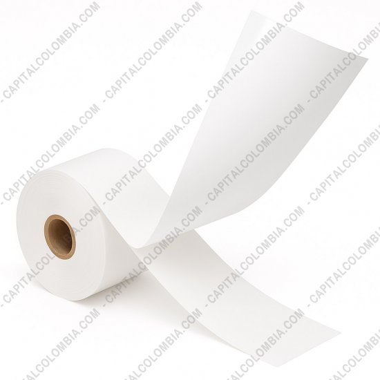 Rollos de etiquetas adhesivas y Nylon Textil, Marca: CapitalColombia - Rollo de etiquetas en papel bond adhesivo cont&iacute;nuo de 10cms x 80 Metros (100x80000mm)