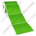 Rollo de etiquetas en papel bond color verde de 500 r&oacute;tulos a una columna 10cms x 10cms (100x100mm) - Marca CapitalColombia