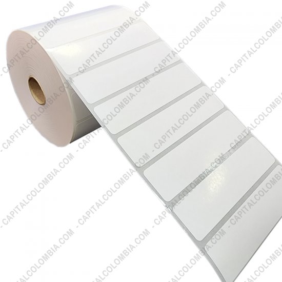 Rollos de etiquetas adhesivas y Nylon Textil, Marca: CapitalColombia - Rollo de etiquetas en papel bond de 2500 r&oacute;tulos a una columna 10cms x 2.5cms (100x25mm)