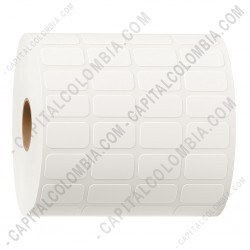 Ampliar foto de Rollo de etiquetas en papel de transferencia blancas de 10.000 rótulos a cuatro columnas de 2cms x 1cms (20x10mm)