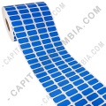 Rollo de etiquetas en papel de transferencia color azul de 10.000 rótulos a cuatro columnas de 2cms x 1cms (20x10mm)
