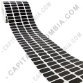 Rollo de etiquetas en papel de transferencia color negro de 10.000 rótulos a cuatro columnas de 2cms x 1cms (20x10mm)