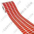 Rollo de etiquetas en papel de transferencia color rojo de 10.000 rótulos a cuatro columnas de 2cms x 1cms (20x10mm)