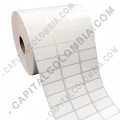 Rollo de etiquetas en papel de transferencia de 10.000 rótulos a tres columnas (3.2cms x 1.5cms)