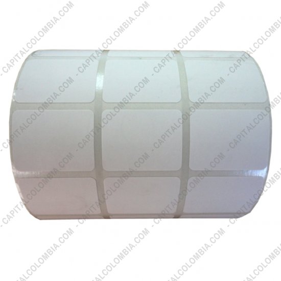 Rollos de etiquetas adhesivas y Nylon Textil, Marca: CapitalColombia - Rollo de etiquetas en papel de transferencia de 5.000 r&oacute;tulos a tres columnas de 3.2cms x 2.5cms (32x25mm)