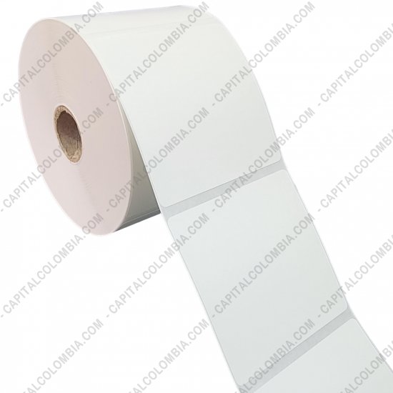 Rollos de etiquetas adhesivas y Nylon Textil, Marca: CapitalColombia - Rollo de etiquetas en papel t&eacute;rmico de 750 etiquetas a una columna de 8cms x 8cms (80x80mm)