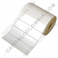 Rollos de etiquetas adhesivas y Nylon Textil, Marca: CapitalColombia - Rollo de etiquetas en polipropileno blanco de 1.250 rótulos a una columna de 10cms x 2.5cms (100x25mm)