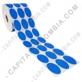 Rollo de etiquetas ovaladas color azul en papel de transferencia de 5.000 rótulos a tres columnas de 2.5cms x 4cms (25x40mm) - Marca CapitalColombia