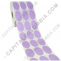 Rollo de etiquetas ovaladas color morado en papel de transferencia de 5.000 rótulos a tres columnas de 2.5cms x 4cms (25x40mm) - Marca CapitalColombia