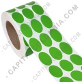 Ampliar foto de Rollo de etiquetas ovaladas color verde en papel de transferencia de 5.000 rótulos a tres columnas de 2.5cms x 4cms (25x40mm) Core 3"