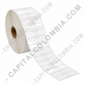 Rollo de etiquetas para joyer&iacute;a y &oacute;pticas en polipropileno blanco de 5.000 etiquetas a una columna 5.6cms x 1.3cms (56x13mm) - Marca CapitalColombia