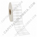 Rollo de etiquetas para joyer&iacute;a y &oacute;pticas en polipropileno blanco de 5.000 etiquetas a una columna 5.6cms x 1.3cms (56x13mm)