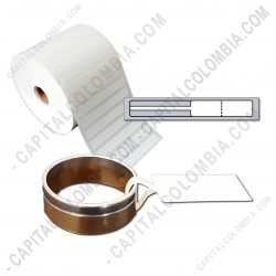 Ampliar foto de Rollo de etiquetas para joyería y ópticas en polipropileno blanco de 5.000 etiquetas a una columna (9cms x 1.1cms)