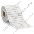 Rollo de etiquetas transparentes de 10.000 etiquetas a tres columnas 3.2cms x 1.5cms (32x15mm) con marca negra - Marca CapitalColombia