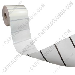 Ampliar foto de Rollo de etiquetas transparentes de 1.000 etiquetas a una columna 10cms x 5cms (100x50mm) con marca negra