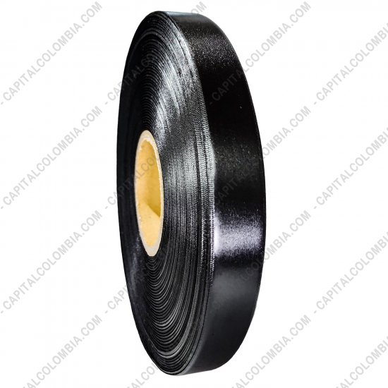 Rollos de etiquetas adhesivas y Nylon Textil, Marca: CapitalColombia - Rollo de Sat&iacute;n Negro sencillo de 25mm x 200mts para crear etiquetas de ropa