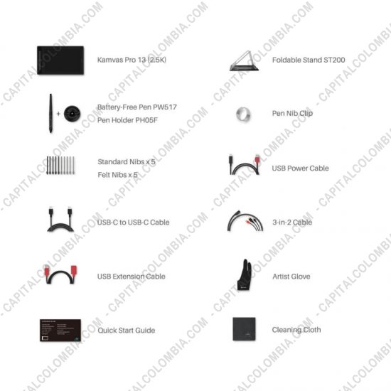 Tablas Digitalizadoras Wacom, Huion, Xp-Pen y otras, Marca: Huion - Display Digitalizador Huion Kamvas Pro 13 (2.5K QHD+) con base, l&aacute;piz 8K y &aacute;rea activa de 28.65cm x 17.9cm - GT1302