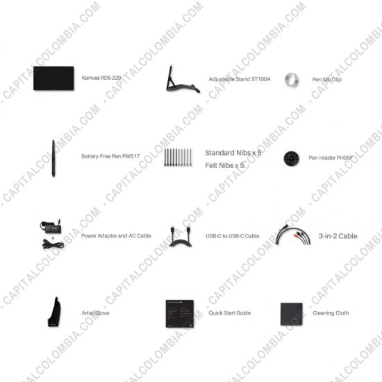 Tablas Digitalizadoras Wacom, Huion, Xp-Pen y otras, Marca: Huion - Display Digitalizador Huion Kamvas Pro 22 (2.5K QHD) con base, lápiz 8K y área activa de 47.54cm x 26.74cm - RDS-220