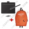 Combo Tabla Digitalizadora Wacom Intuos S Black - L&aacute;piz 4K - CTL4100 y Morral Naranja - Marca Wacom