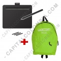 Combo Tabla Digitalizadora Wacom Intuos S Black - L&aacute;piz 4K - CTL4100 y Morral Verde - Marca Wacom