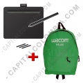 Combo Tabla Digitalizadora Wacom Intuos S Black - L&aacute;piz 4K - CTL4100 y Morral Verde Oscuro - Marca Wacom