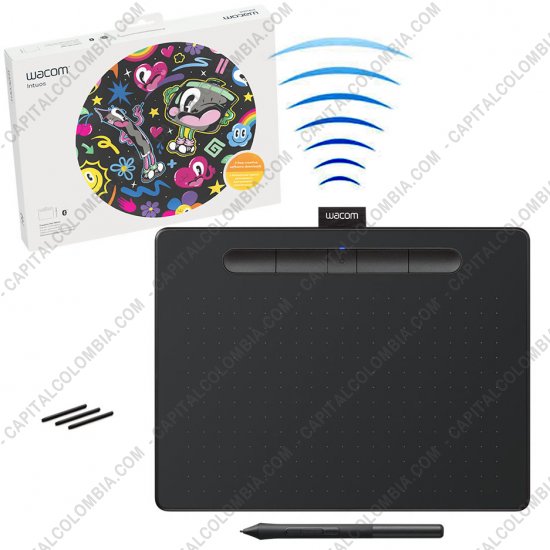 Tablas Digitalizadoras Wacom, Huion, Xp-Pen y otras, Marca: Wacom - Tabla Digitalizadora Wacom Intuos Comfort Plus Medium Pen Bluetooth Black - Lapiz 4K - inal&aacute;mbrica - CTL-6100WLK0