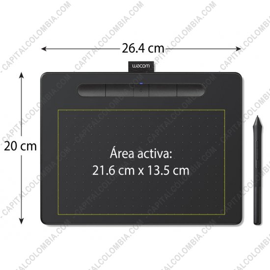 Tablas Digitalizadoras Wacom, Huion, Xp-Pen y otras, Marca: Wacom - Tabla Digitalizadora Wacom Intuos Comfort Plus Medium Pen Bluetooth Black - Lapiz 4K - inal&aacute;mbrica - CTL-6100WLK0
