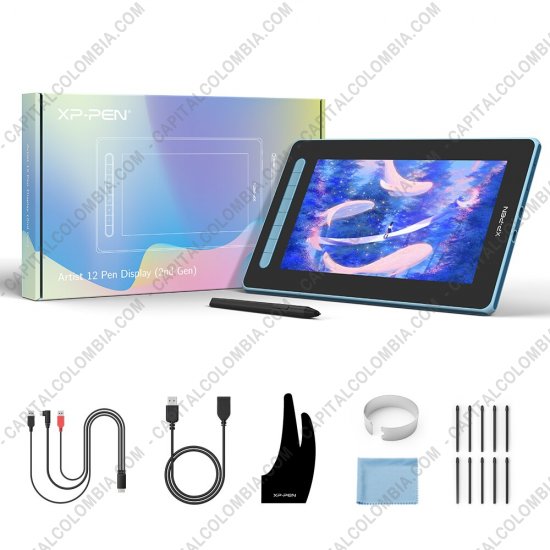 Tablas Digitalizadoras Wacom, Huion, Xp-Pen y otras, Marca: Xp-Pen - Display Digitalizador XP-Pen Artist 12 Azul Segunda Generaci&oacute;n con l&aacute;piz 8K con chip x3 y &aacute;rea activa de 26.32cm x 14.81cm