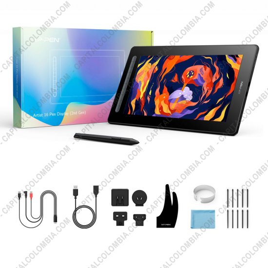 Tablas Digitalizadoras Wacom, Huion, Xp-Pen y otras, Marca: Xp-Pen - Display Digitalizador XP-Pen Artist 16 Segunda Generaci&oacute;n color Negro con l&aacute;piz 8K con chip x3 y &aacute;rea activa de 34.1cm x 19.18cm