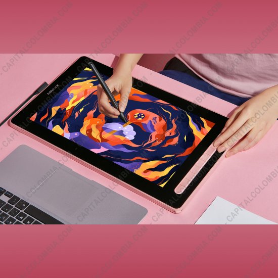 Tablas Digitalizadoras Wacom, Huion, Xp-Pen y otras, Marca: Xp-Pen - Display Digitalizador XP-Pen Artist 16 Segunda Generaci&oacute;n color Rosado con l&aacute;piz 8K con chip x3 y &aacute;rea activa de 34.1cm x 19.18cm