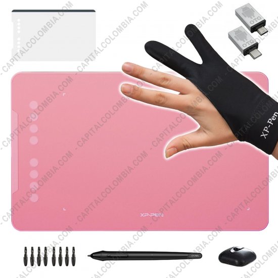 Tablas Digitalizadoras Wacom, Huion, Xp-Pen y otras, Marca: Xp-Pen - Tabla Digitalizadora XP-Pen Deco 01 v2 color rosado con lápiz 8K y área activa de 25.4cm x 15.87cm