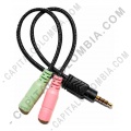 Ampliar foto de Cable Convertidor Adaptador de Audio y Micrófono de 3.5mm a un puerto 3.5mm de cuatro polos - Compatible con Xbox y Ps4 
