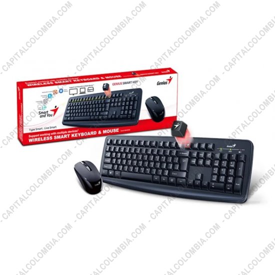 Teclados y Mouse para Gamers, Oficina y Hogar, Webcams y Diademas, Marca: Genius - Combo de Teclado Inal&aacute;mbrico en Espa&ntilde;ol y Mouse Inal&aacute;mbrico marca Genius - KM-8100