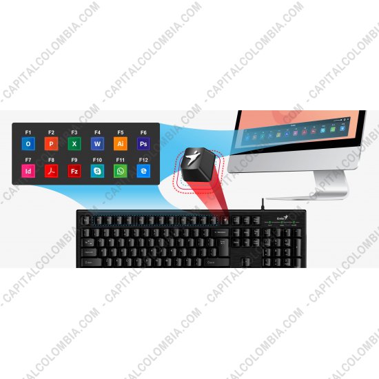 Teclados y Mouse para Gamers, Oficina y Hogar, Webcams y Diademas, Marca: Genius - Teclado en espa&ntilde;ol de marca Genius SmartKey KB-101 Smart Keyboard conexi&oacute;n USB