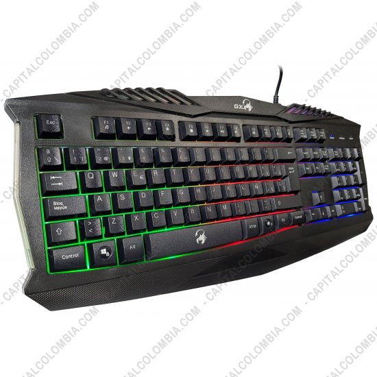 Teclados y Mouse para Gamers, Oficina y Hogar, Webcams y Diademas, Marca: Genius - Teclado Gamer de membrana marca Genius GX Scorpion K220 Negro, Retroiluminado en Espa&ntilde;ol