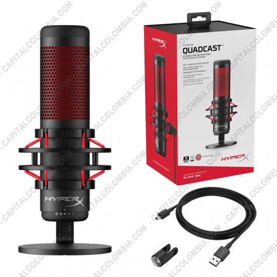 Teclados y Mouse para Gamers, Oficina y Hogar, Webcams y Diademas, Marca: HyperX - Micr&oacute;fono para creadores de contenido, streamers y gamers HyperX Quadcast - HX-MICQC-BK